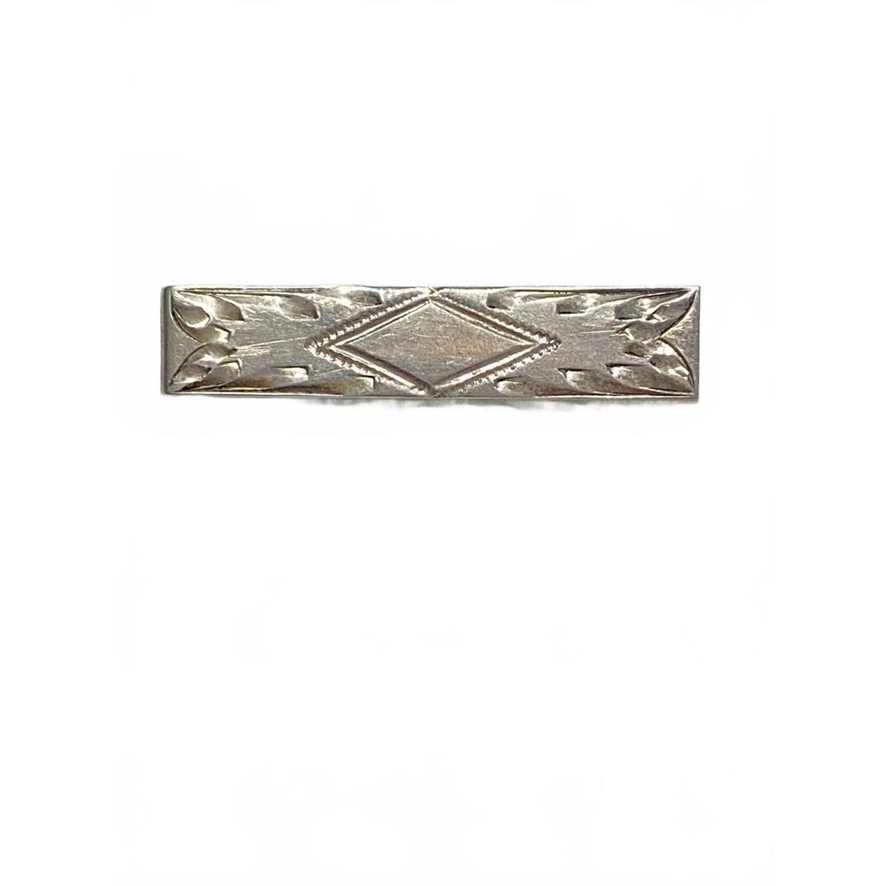 Vintage Sterling Silver Tie Clip with Engraved Diamond Design